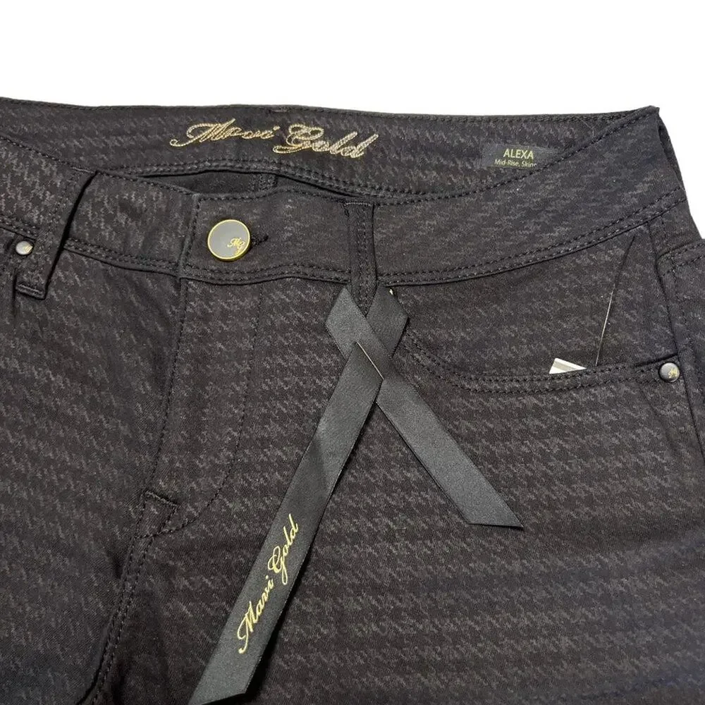 Mavi Gold Alexa Skinny Jeans Mid Rise 27x33 Black Houndstooth Pattern Denim NEW